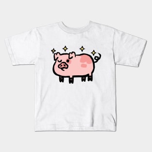 Cute Cartoon Piggy Shiny Wink Kids T-Shirt